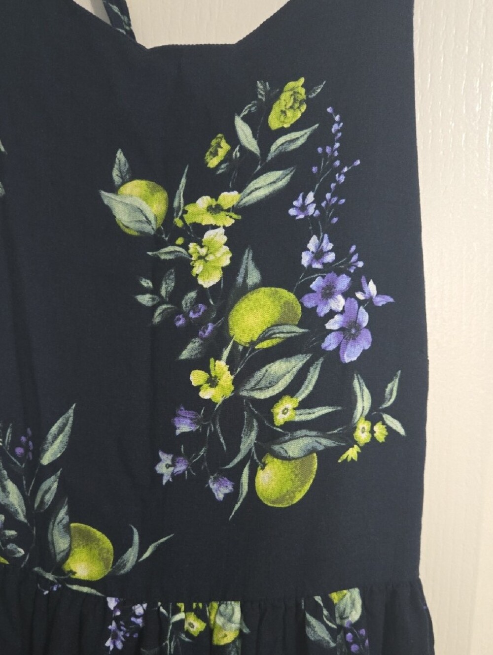Time and Tru Navy Maxi Dress with Lemon and Purple Floral Print - Picture 4 of 4